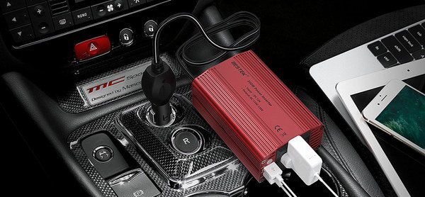 Red Inverter Boosting Laptop In Car