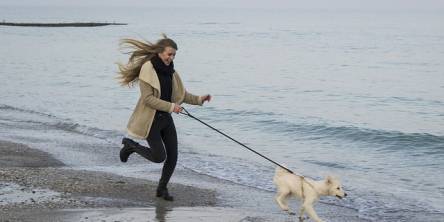 running with dog