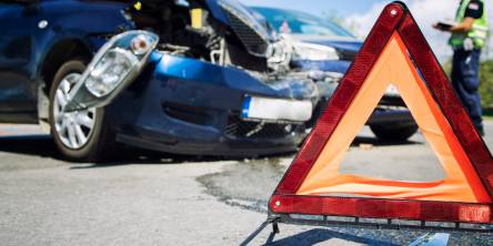 road accident with smashed cars