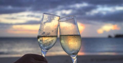 Glasses with sparkling wine