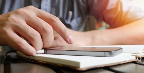 College student with smartphone smartphone