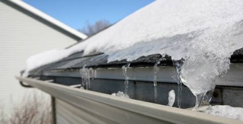 Ice on roof and gutters