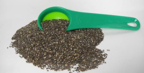 Chia seeds in a spoon
