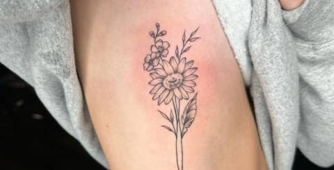 Fine Line Flower Tattoos 