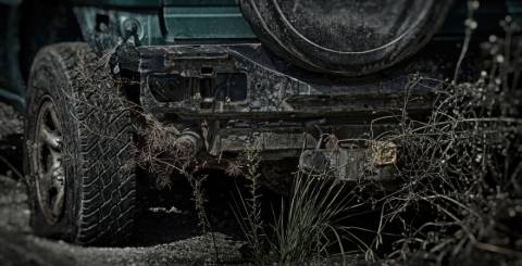 scrap car parked scrap-Jeep