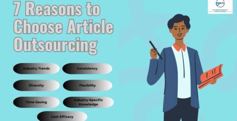 7 reasons to choose article outsourcing, including industry trends, consistency, diversity, flexibility, time-saving, industry-specific knowledge, and cost-efficacy