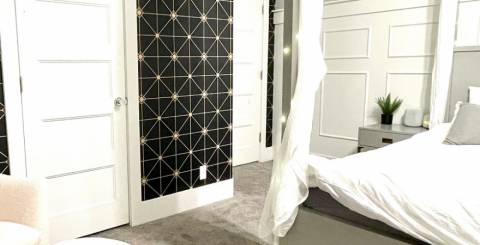 Floral Wallpapers That Will Make Any Space Pop Geometric peel and stick wallpaper