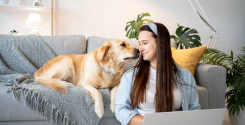 woman cute dog