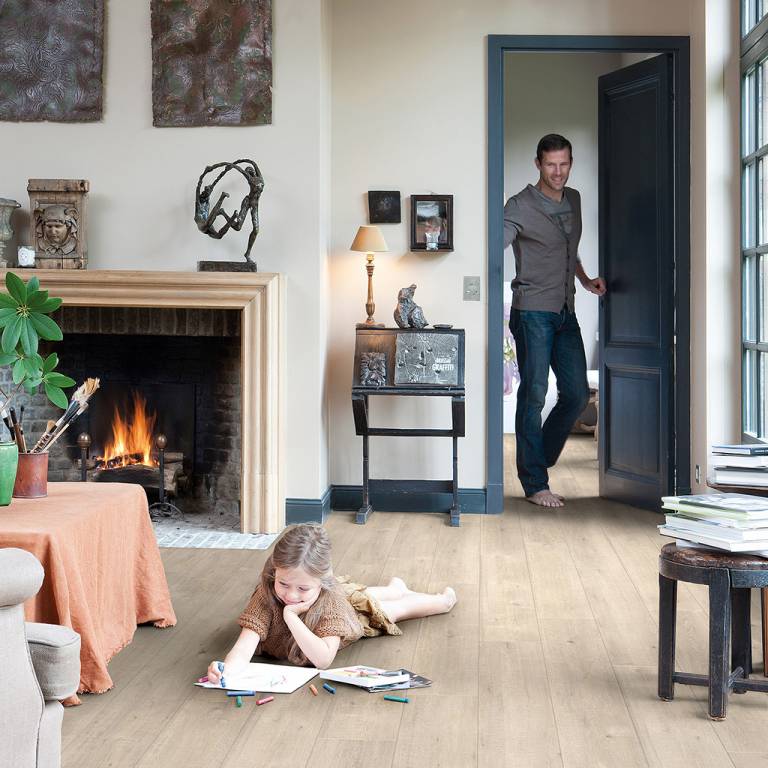 The hardwood flooring creates cozy atmosphere