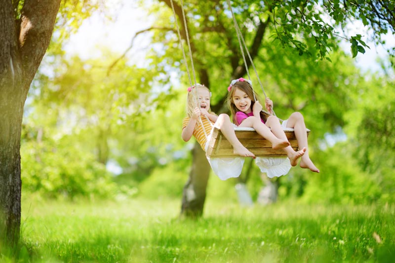 girls on a swing